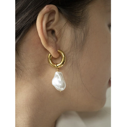Peris Gems  Baroque Gold Pearl Tassel Earrings for Women | Stainless Steel Clasp Earrings Baroque Gold Pearl Tassel Earrings for Women Stainless Steel SHEIN Amazon Temu