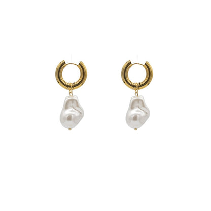 Peris Gems  Baroque Gold Pearl Tassel Earrings for Women | Stainless Steel Clasp Earrings Baroque Gold Pearl Tassel Earrings for Women Stainless Steel SHEIN Amazon Temu
