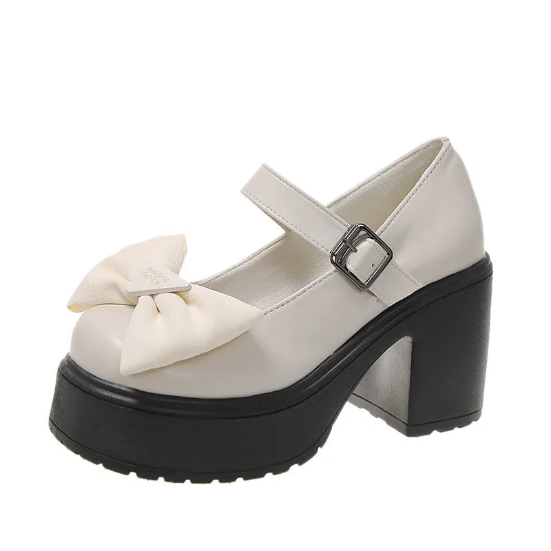 Peris Gems  beige 22 / 4.5 Leather Platform Lolita Mary Jane Shoes for Women SHEIN Amazon Temu