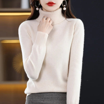 Peris Gems  Beige / S High-Collared Cashmere Wool Warm Sweaters for Women SHEIN Amazon Temu