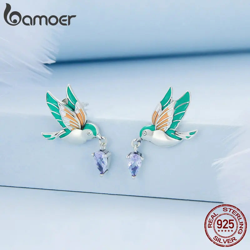 Peris Gems  Bird Colorful Bird 925 Silver Stud Earrings for Women SHEIN Amazon Temu