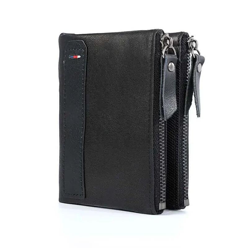 Peris Gems  Black 100% Genuine Leather Men Wallet Small Zipper Pocket Men Wallets Portomonee Male Short Coin Purse Brand Perse Carteira For Rfid SHEIN Amazon Temu