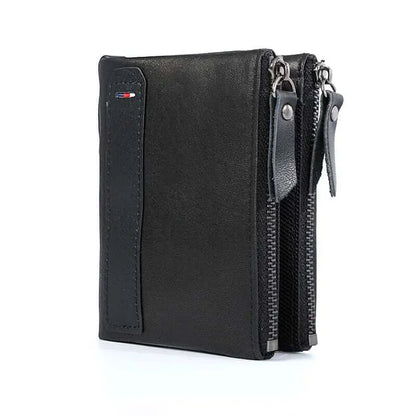 Peris Gems  Black 100% Genuine Leather Men Wallet Small Zipper Pocket Men Wallets Portomonee Male Short Coin Purse Brand Perse Carteira For Rfid SHEIN Amazon Temu