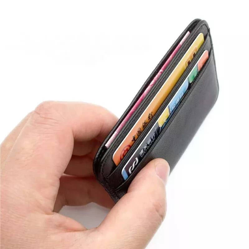 Peris Gems  Black 100% Sheepskin Genuine Leather Card Holder Super Slim Soft Credit Card Wallet Men Wallets Purse - Gibo Auja SHEIN Amazon Temu