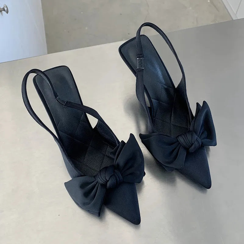 Peris Gems  Black / 35 Pointed Toe Bowtie Slip On Shoes for Women SHEIN Amazon Temu