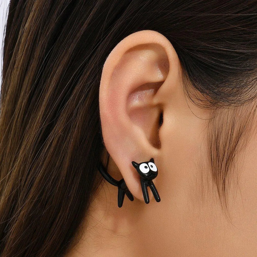 Peris Gems  black Creative Black Cat Stud Earrings for Women SHEIN Amazon Temu