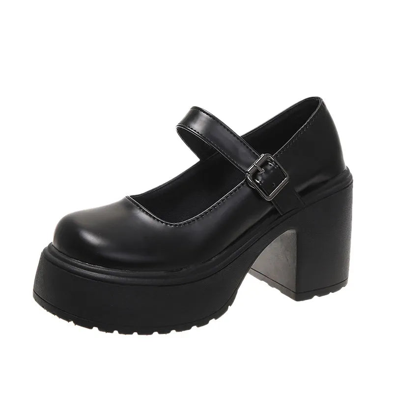 Peris Gems  black matte 11 / 4.5 Leather Platform Lolita Mary Jane Shoes for Women SHEIN Amazon Temu