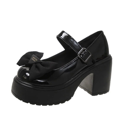 Peris Gems  black matte bows 22 / 4.5 Leather Platform Lolita Mary Jane Shoes for Women SHEIN Amazon Temu