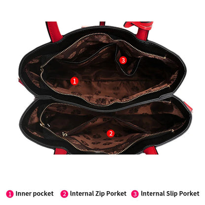 Peris Gems  black-red Cowhide Leather Fashionable Shoulder Bag Purse for Women SHEIN Amazon Temu