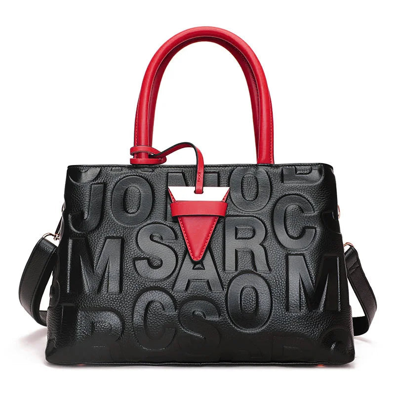 Peris Gems  black-red Cowhide Leather Fashionable Shoulder Bag Purse for Women SHEIN Amazon Temu