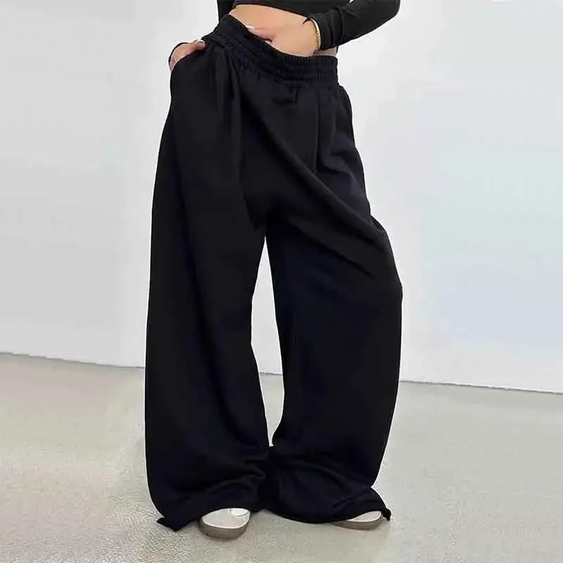 Peris Gems black / S 100% Cotton Loose Wide Leg Pants Women Fall Fashion Japanese High Waist Drawstring Casual Sweatpants Y2K Hip Hop Streetwear New SHEIN Amazon Temu