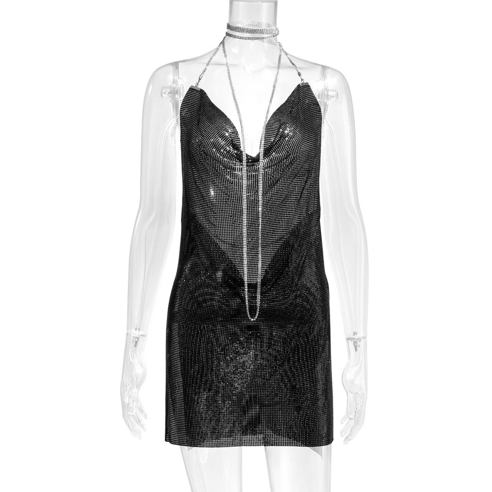 Peris Gems  Black / S Backless Sequin Night Dress for Women | Glittery Dress SHEIN Amazon Temu