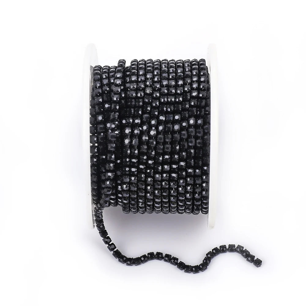 Peris Gems Black / SS6--10Yards 10 Yards Glass crystal Strass Rhinestone Cup Chain Sew On Diamond Glue-On Close Chains Glitter Trim Cup Chain sew on Garment G12 SHEIN Amazon Temu