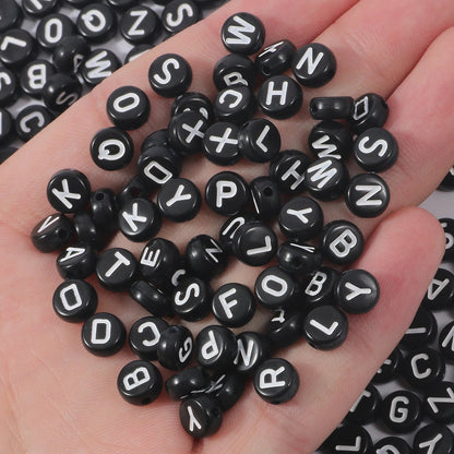Peris Gems black white / 100pcs 100/200pcs Letter Beads White Black Round Gold Silver Color Acrylic Alphabet Beads for Jewelry Bracelet Necklace Key Chain DIY SHEIN Amazon Temu