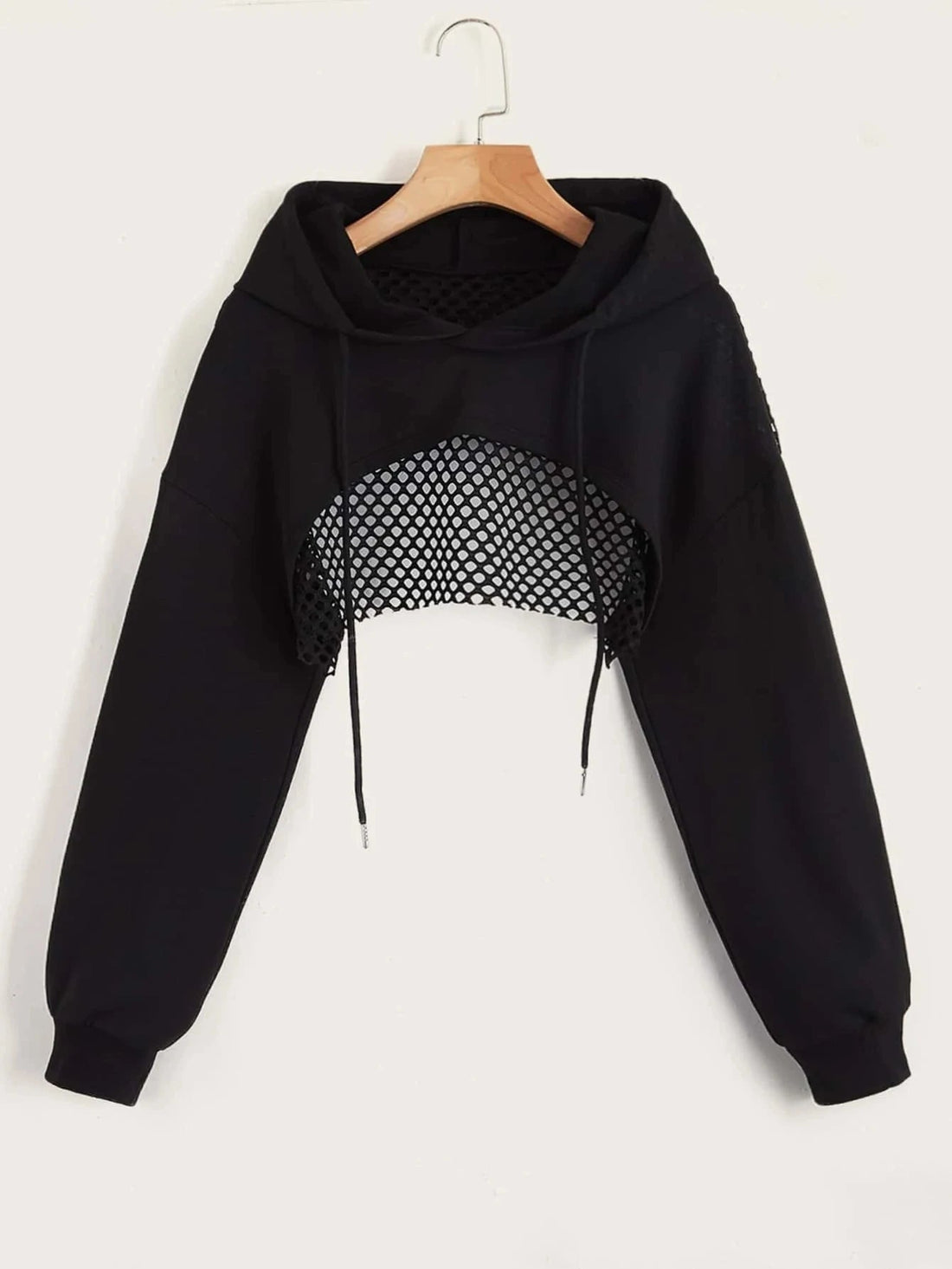 Peris Gems black / XL Street Sport Drop Shoulder Drawstring Hollow Out Super Crop Sports Hoodie Without Cami Top Street Sport Drop Shoulder Drawstring Hollow Out Super Crop Sports Hoodie Without Cami Top SHEIN Amazon Temu