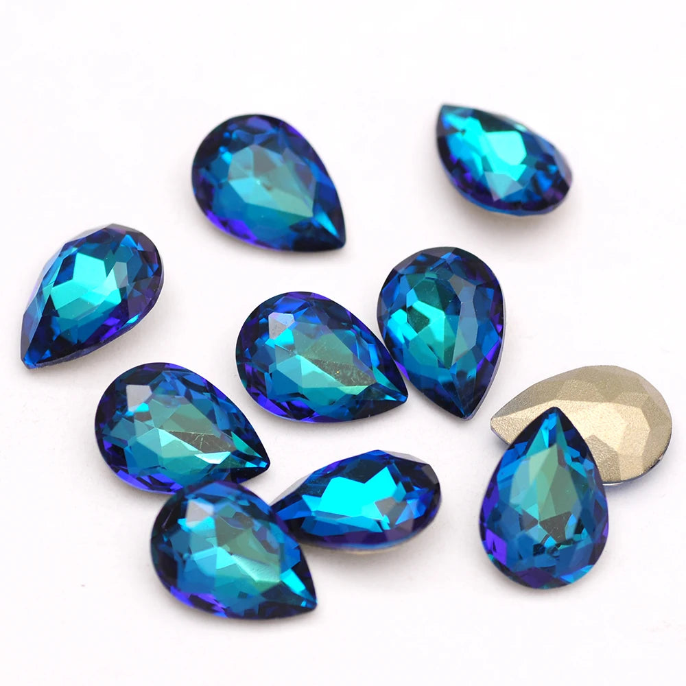 Peris Gems Blue 10pcs 6x8mm Pear Glitter Crystal Nail Charms Rhinestone Colorful 3D Jewelry Making Beads DIY Nail Art Accessories SHEIN Amazon Temu