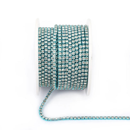 Peris Gems Blue-Clear / SS6--10Yards 10 Yards Glass crystal Strass Rhinestone Cup Chain Sew On Diamond Glue-On Close Chains Glitter Trim Cup Chain sew on Garment G12 SHEIN Amazon Temu