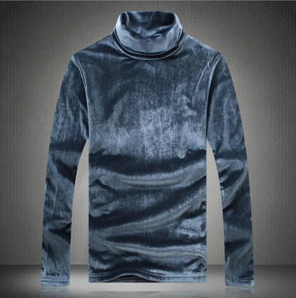 Peris Gems  blue gray / M Luxurious Velvet Turtleneck Sweatshirt for Men SHEIN Amazon Temu