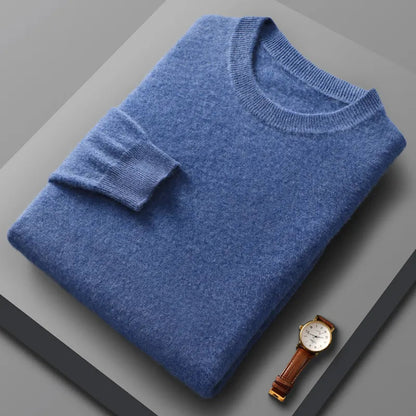 Peris Gems  Blue / S 100% Pure Merino Wool Cashmere Sweater for Men: Fashionable Round Neck Top 100% Pure Merino Wool Cashmere Sweater for Men: Round Neck SHEIN Amazon Temu