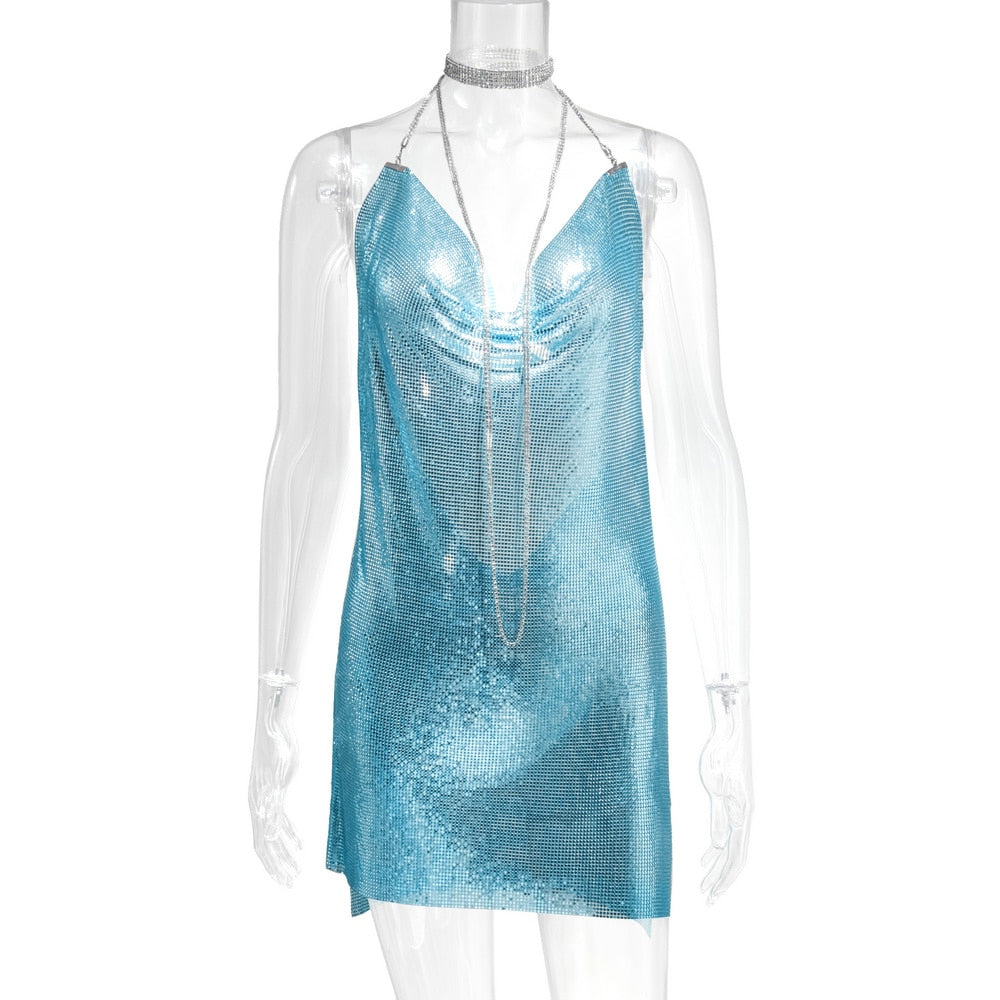 Peris Gems  Blue / S Backless Sequin Night Dress for Women | Glittery Dress SHEIN Amazon Temu