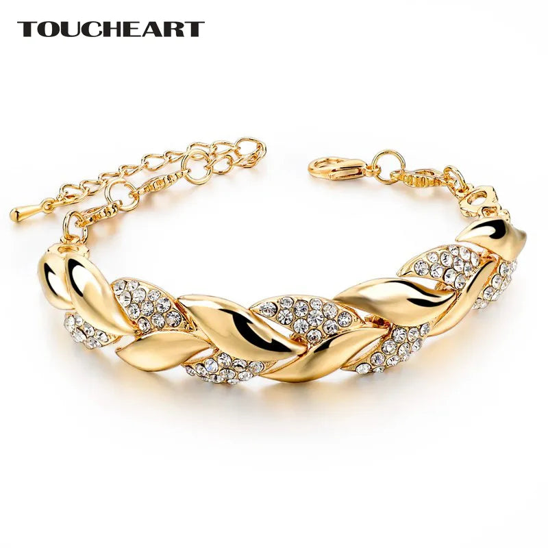 Peris Gems  Braided Gold Twisted Leaf CZ Diamond Bracelets SHEIN Amazon Temu