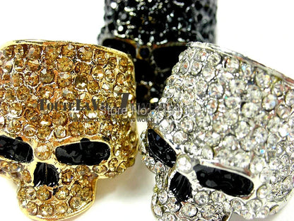 Peris Gems  Brand Skull Rings for Men Rock Punk Unisex Crystal Black/Gold Color Biker Ring Male Fashion Jewelry Wholesale SHEIN Amazon Temu