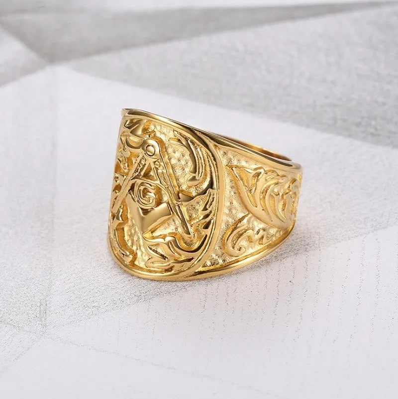 Peris Gems  C20666-Gold / 12 Vintage Masonic Freemason Drip Eye of Power Rings SHEIN Amazon Temu