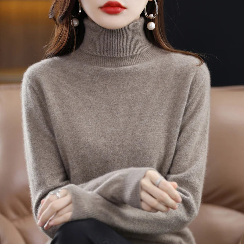 Peris Gems  Camel / S High-Collared Cashmere Wool Warm Sweaters for Women SHEIN Amazon Temu