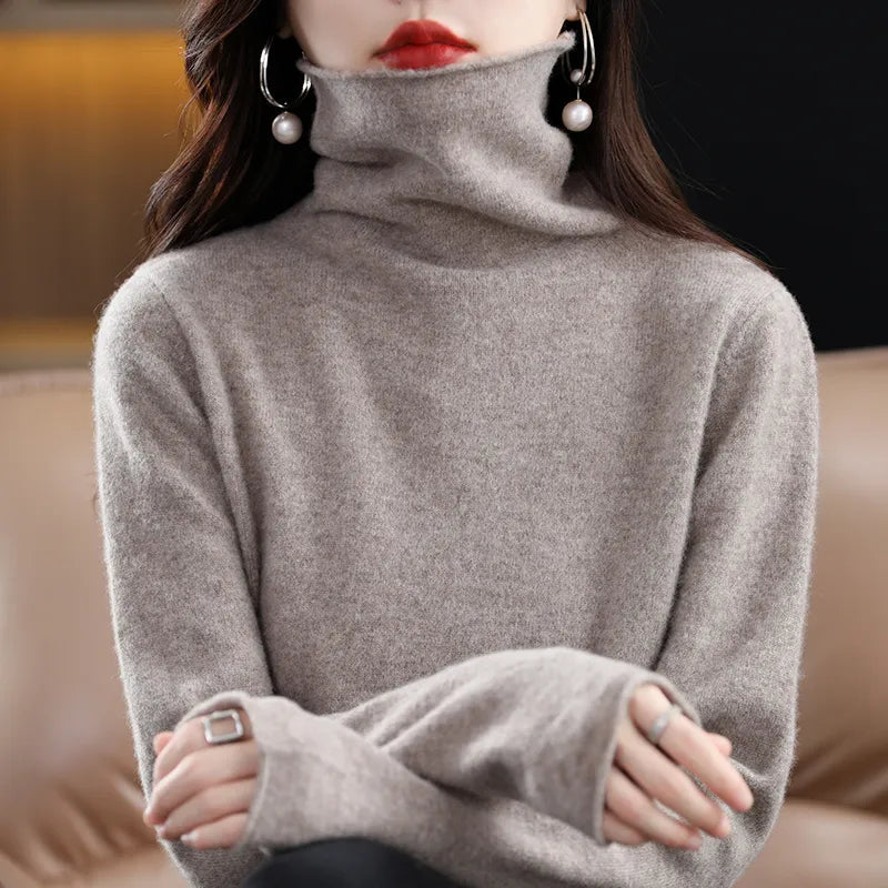 Peris Gems  Camel / S Pure 100% Wool Autumn Winter Cashmere Sweaters for Women SHEIN Amazon Temu