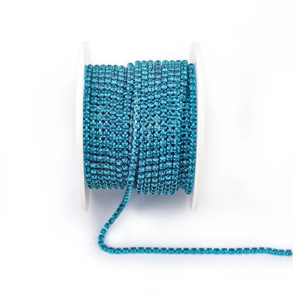 Peris Gems Capri blue / SS6--10Yards 10 Yards Glass crystal Strass Rhinestone Cup Chain Sew On Diamond Glue-On Close Chains Glitter Trim Cup Chain sew on Garment G12 SHEIN Amazon Temu