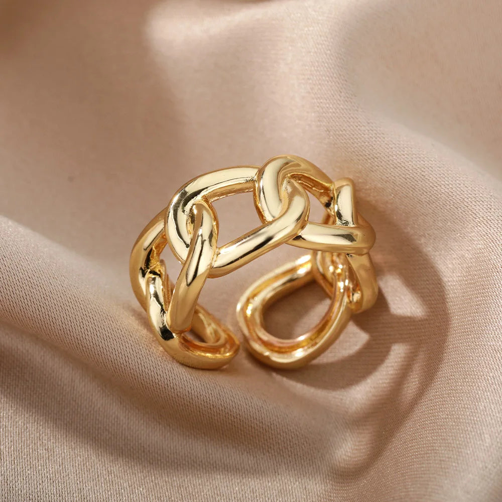 Peris Gems  Classic Intertwined Cuban Chain Rings for Women SHEIN Amazon Temu