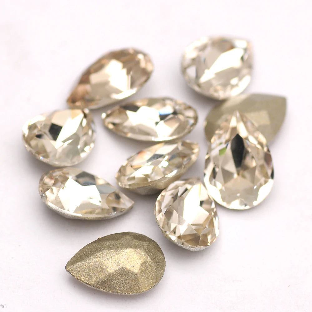 Peris Gems Clear 10pcs 6x8mm Pear Glitter Crystal Nail Charms Rhinestone Colorful 3D Jewelry Making Beads DIY Nail Art Accessories SHEIN Amazon Temu