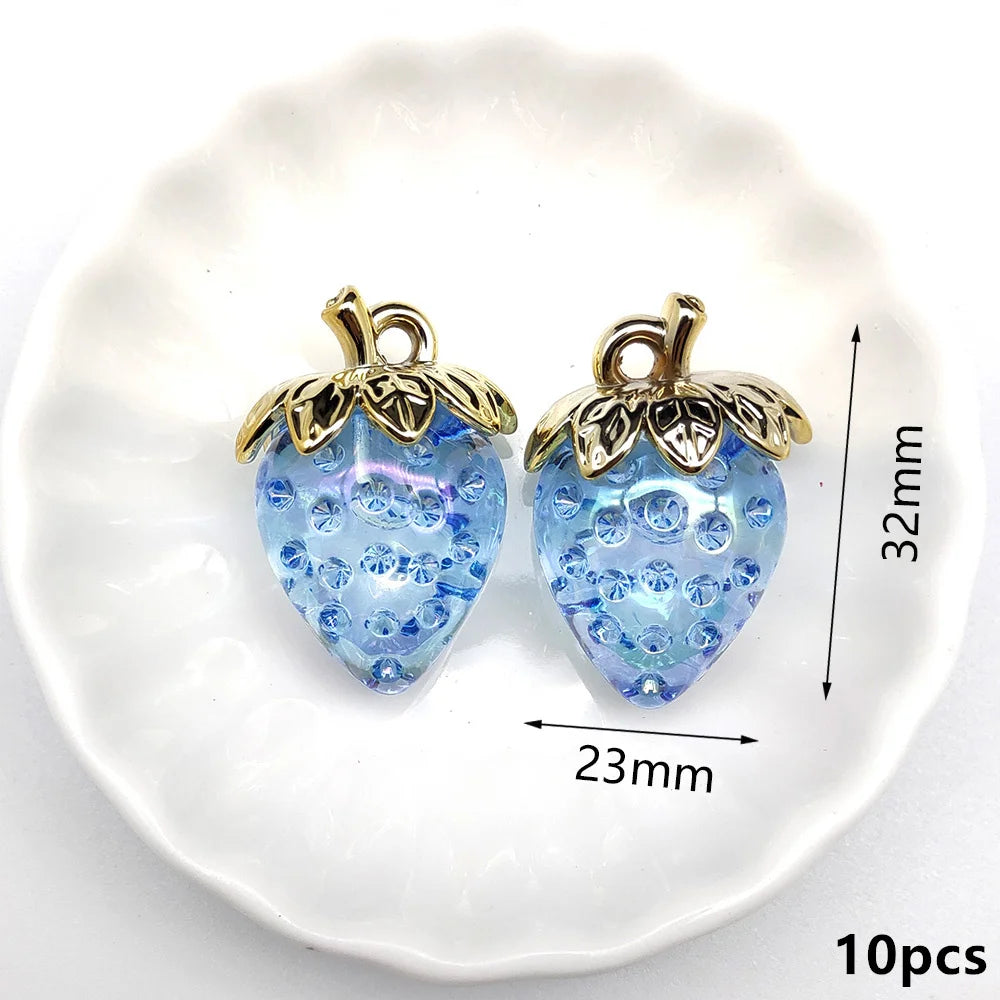 Peris Gems Clear Blue 10Pcs Cute Red Acrylic Strawberry Apple Orange Mango Fruit Resin Pendants Charms for Jewelry Making Earrings Necklace Accessory SHEIN Amazon Temu