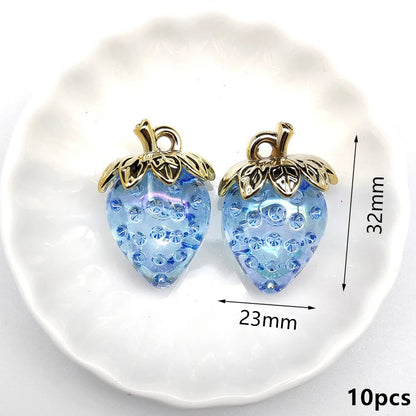 Peris Gems Clear Blue 10Pcs Cute Red Acrylic Strawberry Apple Orange Mango Fruit Resin Pendants Charms for Jewelry Making Earrings Necklace Accessory SHEIN Amazon Temu