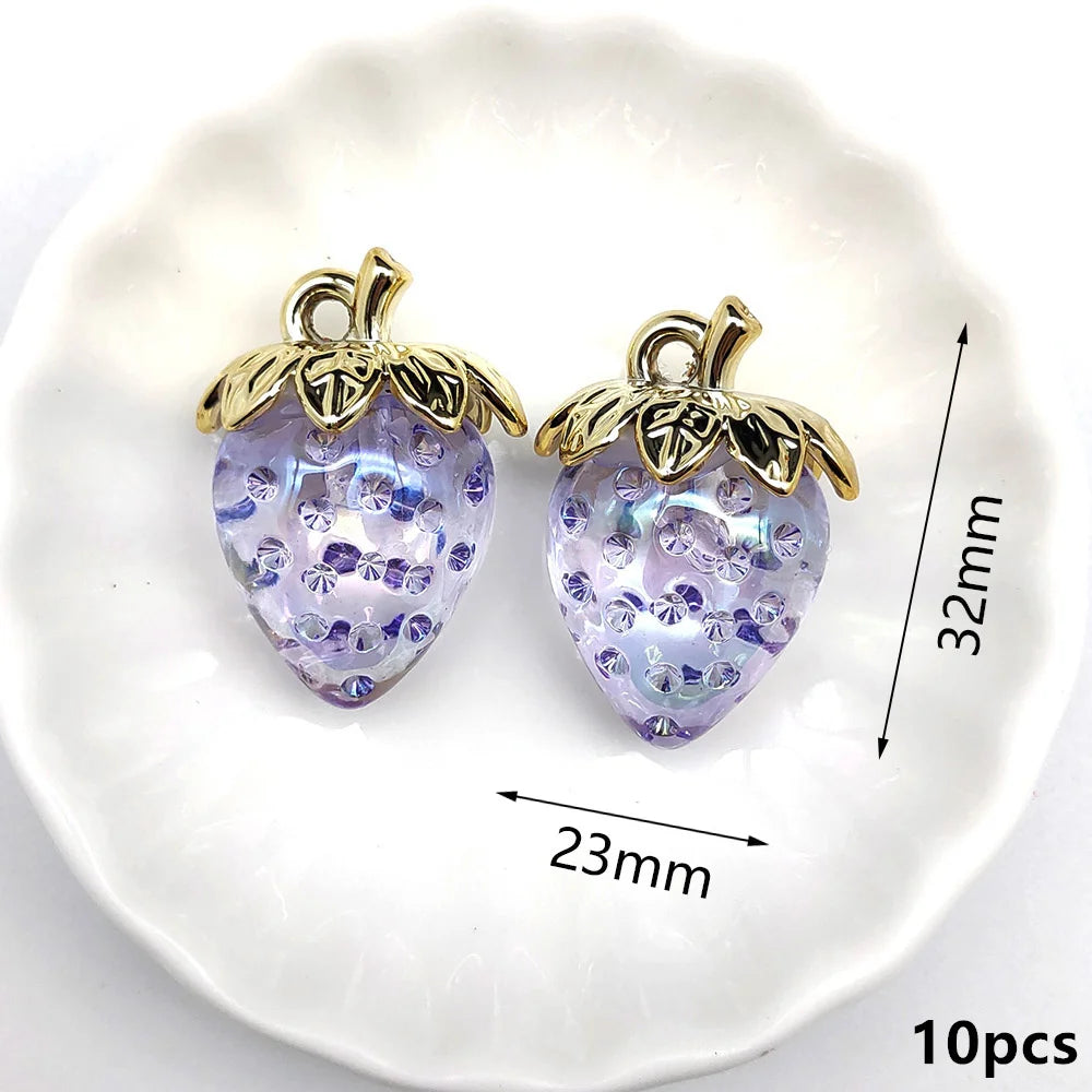 Peris Gems Clear Purple 10Pcs Cute Red Acrylic Strawberry Apple Orange Mango Fruit Resin Pendants Charms for Jewelry Making Earrings Necklace Accessory SHEIN Amazon Temu