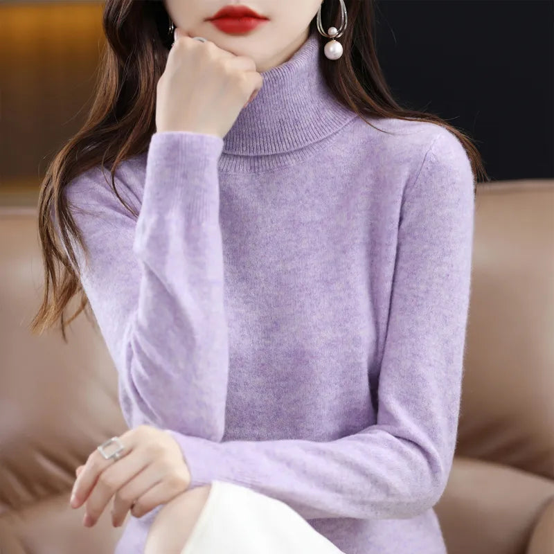 Peris Gems  clip  flowers purple / S High-Collared Cashmere Wool Warm Sweaters for Women SHEIN Amazon Temu