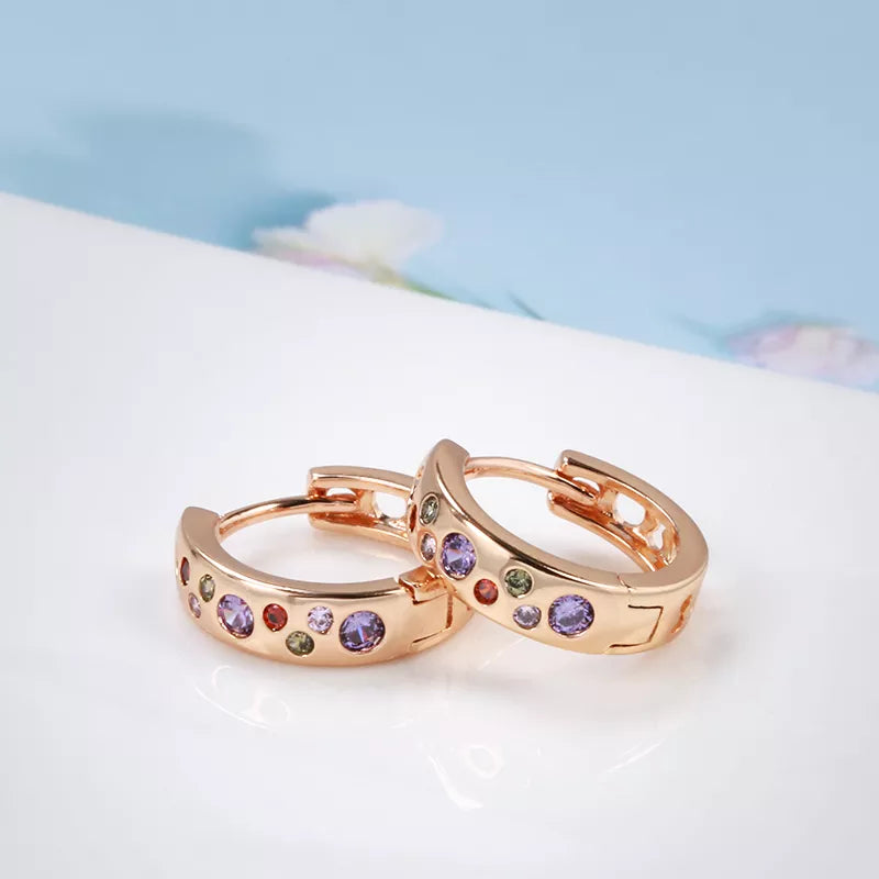 Peris Gems  Colored Zircon Rose Gold Purple Diamond Hoop Earrings for Women SHEIN Amazon Temu