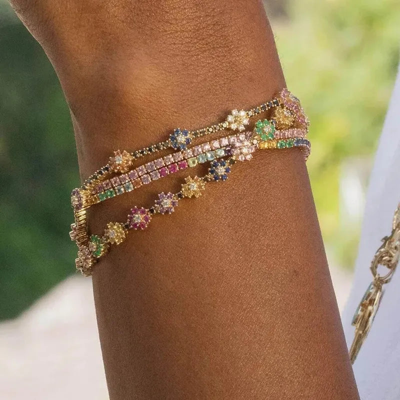 Peris Gems  Colorful Shiny Sparkly CZ Charm Bracelets for Women SHEIN Amazon Temu