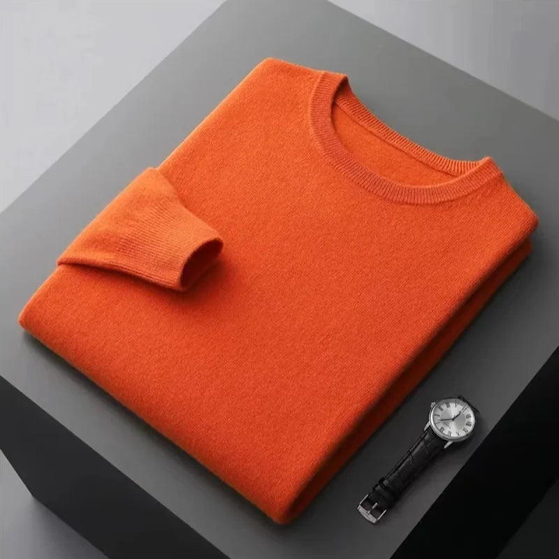 Peris Gems  CORAL RED / S 100% Pure Merino Wool Cashmere Sweater for Men: Fashionable Round Neck Top 100% Pure Merino Wool Cashmere Sweater for Men: Round Neck SHEIN Amazon Temu