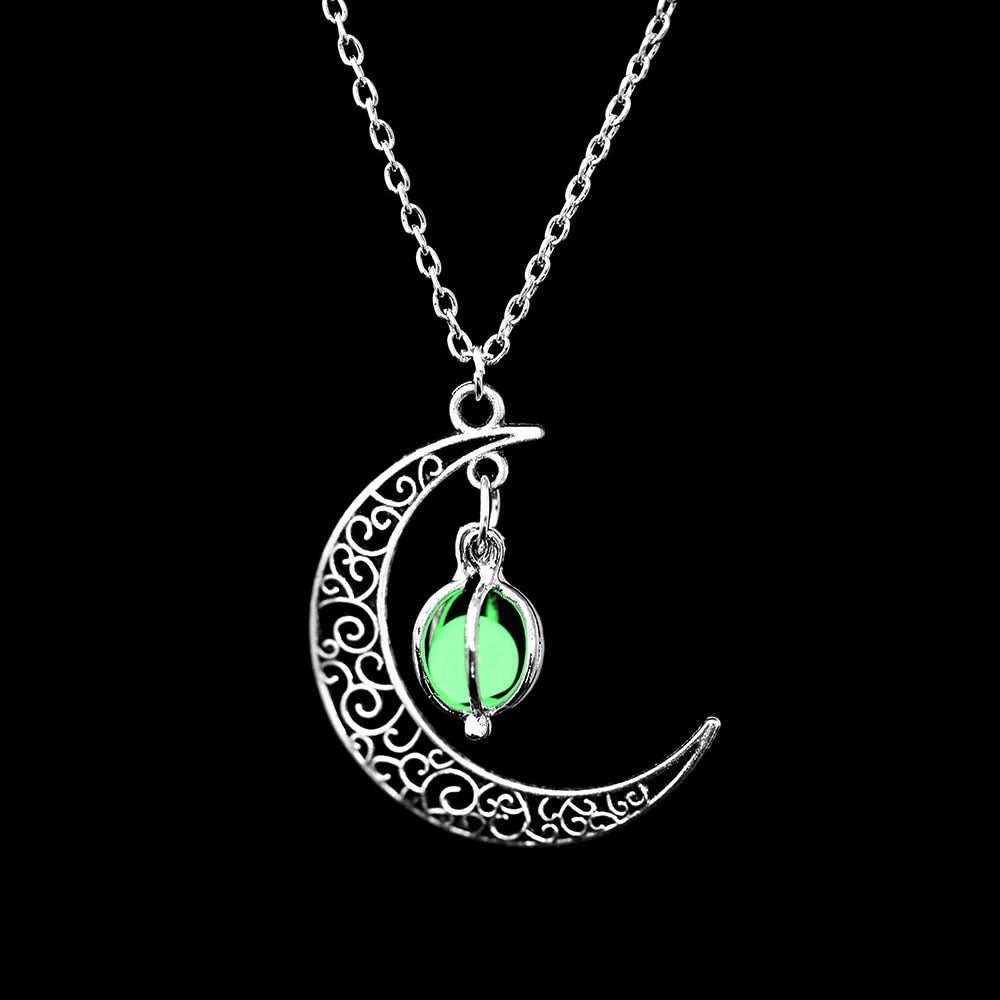 Peris Gems  Crescent Green Glowing Crescent Moon Luminous Necklaces Unisex SHEIN Amazon Temu