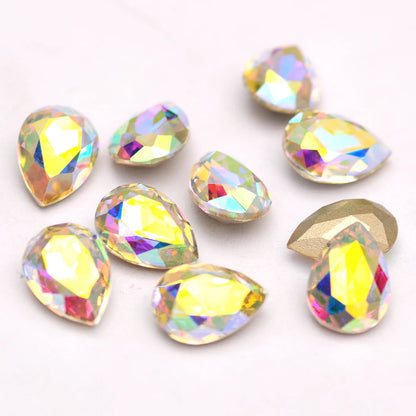 Peris Gems Crystal AB 10pcs 6x8mm Pear Glitter Crystal Nail Charms Rhinestone Colorful 3D Jewelry Making Beads DIY Nail Art Accessories SHEIN Amazon Temu