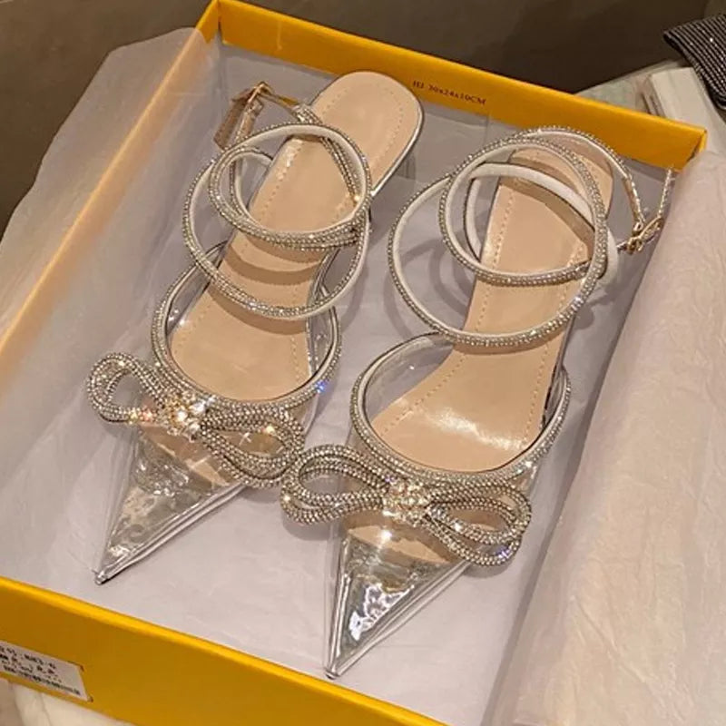 Peris Gems  Crystal Bowknot Pointed Toe Thin High Heels for Women SHEIN Amazon Temu