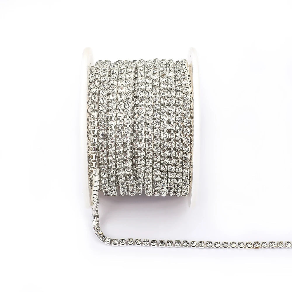 Peris Gems Crystal Clear / SS6--10Yards 10 Yards Glass crystal Strass Rhinestone Cup Chain Sew On Diamond Glue-On Close Chains Glitter Trim Cup Chain sew on Garment G12 SHEIN Amazon Temu