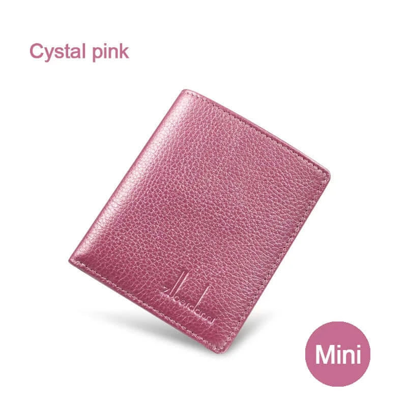 Peris Gems  Cystal pink 100% Genuine Leather Small Mini Ultra-thin Wallets men Compact wallet Handmade wallet Cowhide Card Holder Short Design purse New SHEIN Amazon Temu