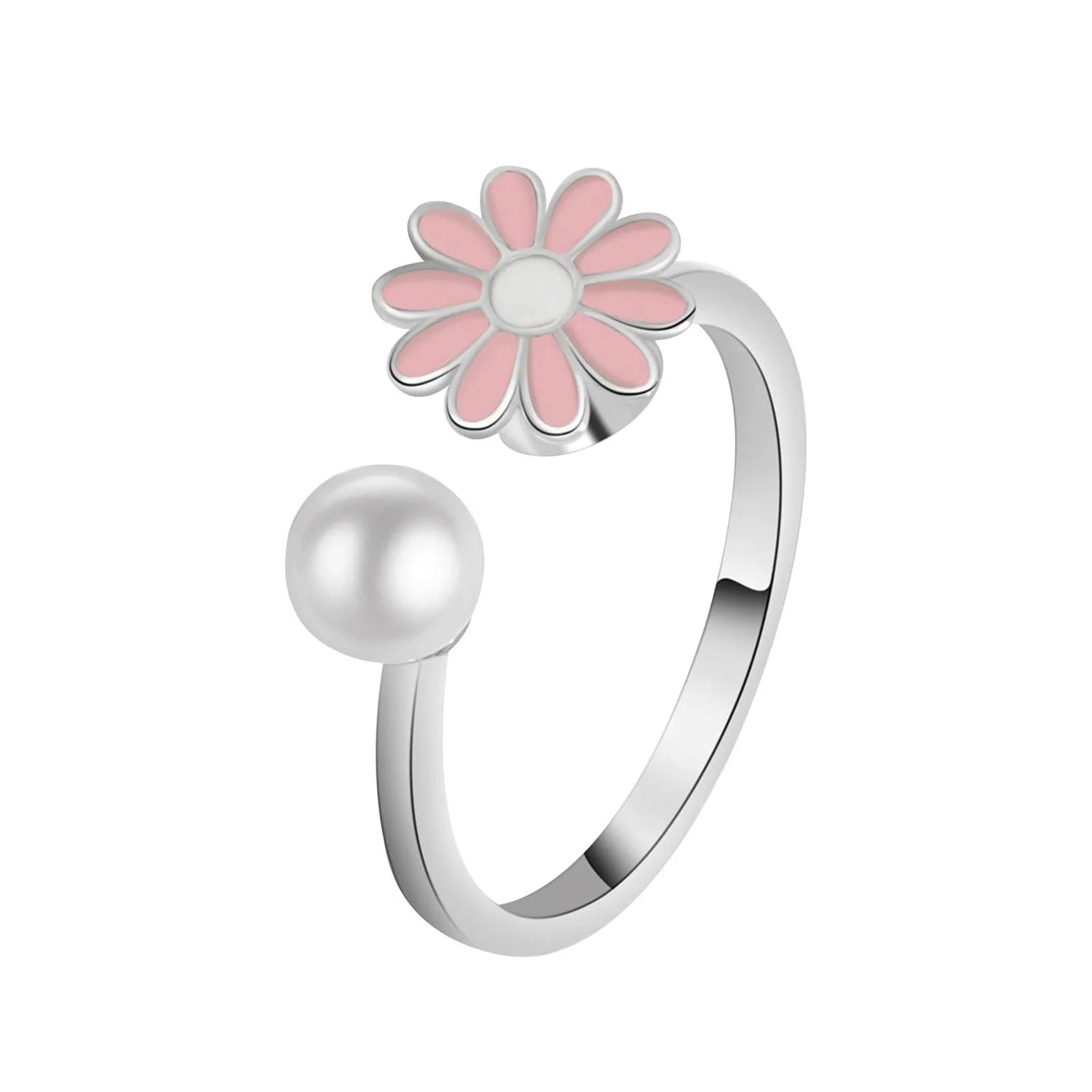 Peris Gems Daisy Pink-silver / resizable 10mm Anxiety Rings For Women Y2k Jewelry Rings Butterfly Daisy Bead Anti Stress Fidget Spinner Rings For Teens 2024 Aesthetic SHEIN Amazon Temu