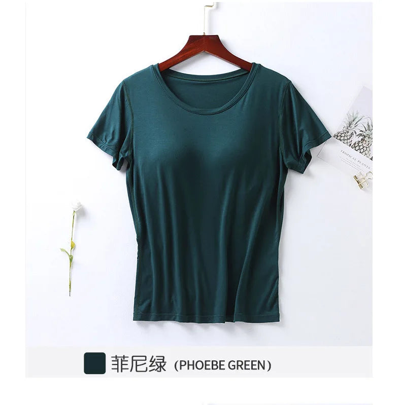 Peris Gems Dark green / M 100% Cotton Round Neck Loose Fitting T-shirt For Women 2023 With Bra, Short Sleeved T-shirt, Plain Top, High-quality T-shirt SHEIN Amazon Temu