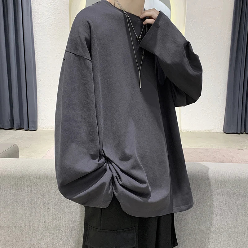 Peris Gems  Dark Grey / S 100% Cotton Sweatshirt for Men: Harajuku Plain Streetwear SHEIN Amazon Temu