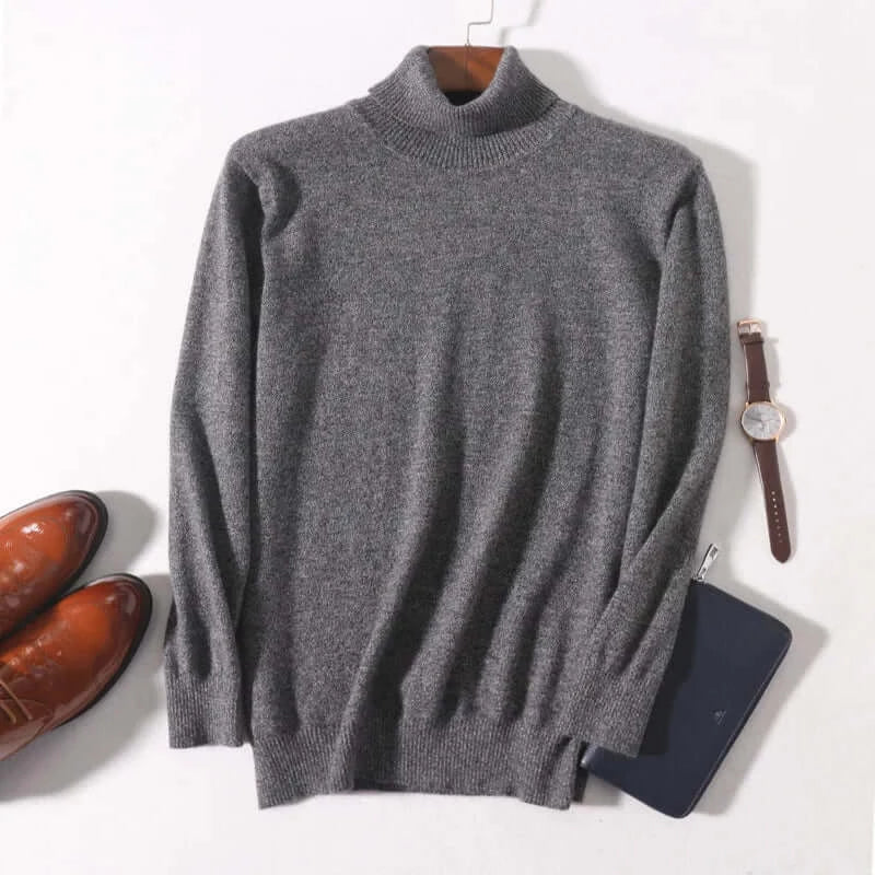 Peris Gems  Dark Grey / S   55-60kg Pure Cashmere Knitted Turtleneck Sweaters for Men SHEIN Amazon Temu