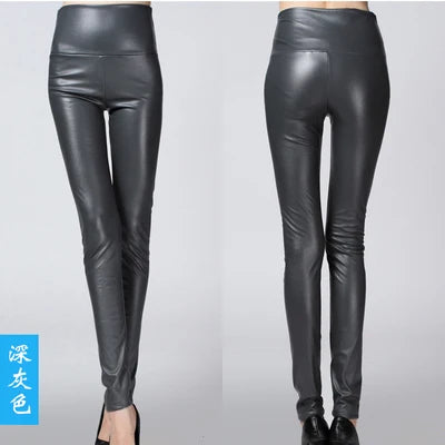 Peris Gems  Dark Grey / S Warm High Waisted Stretchy Pencil PU Leather Leggings for Women Warm High Waist Stretchy PU Leather Leggings for Women SHEIN Amazon Temu
