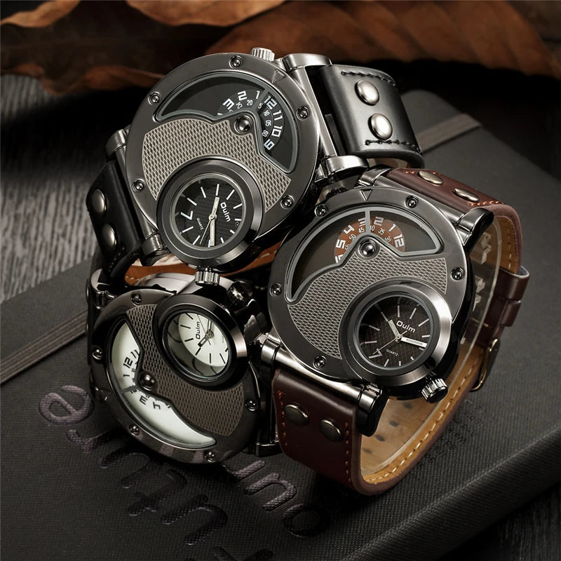 Peris Gems  Dual Time Casual Leather Quartz Watch for Men SHEIN Amazon Temu